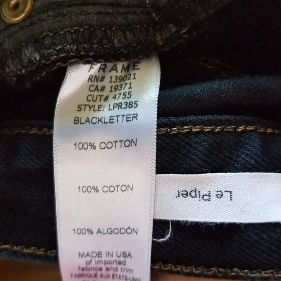 Frame Le Piper Cropped High Rise Straight Leg Jeans Blackletter Women's 24 LPR38 - Picture 11 of 12